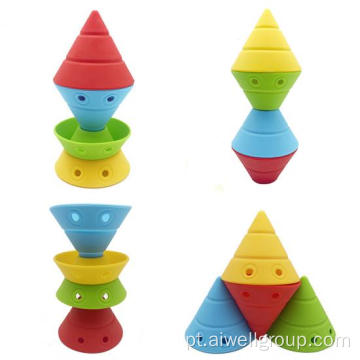 Bloco de empilhamento suave de silicone Brinquedos Aprendendo Montessori Game